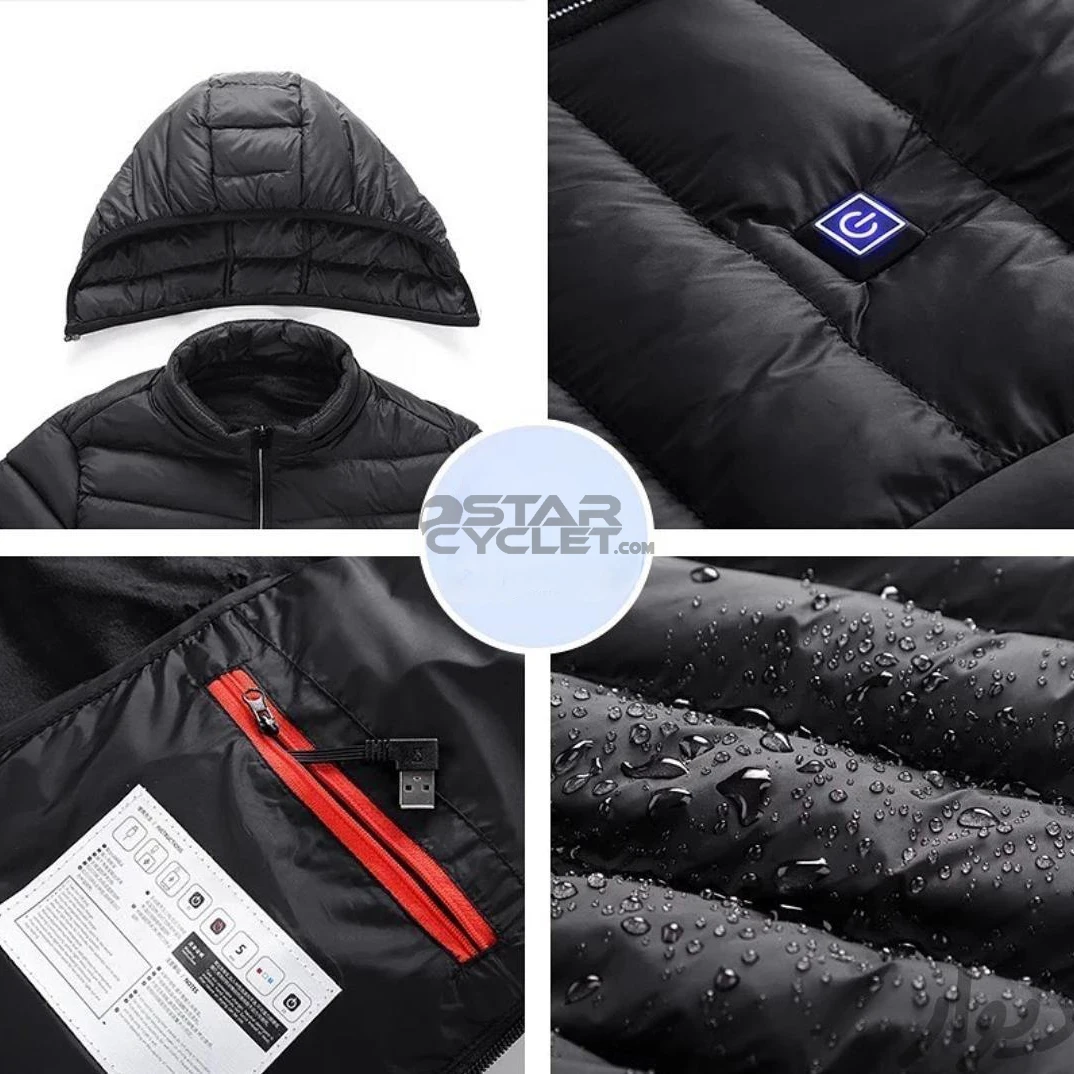 عکس کاپشن زمستانی موتورسواری مدل هیتردار مشکی