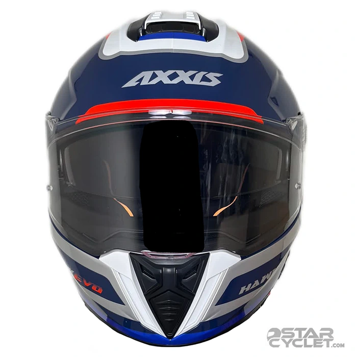 عکس کلاه کاسکت فک ثابت AXXIS مدل HAWK Blue white orange