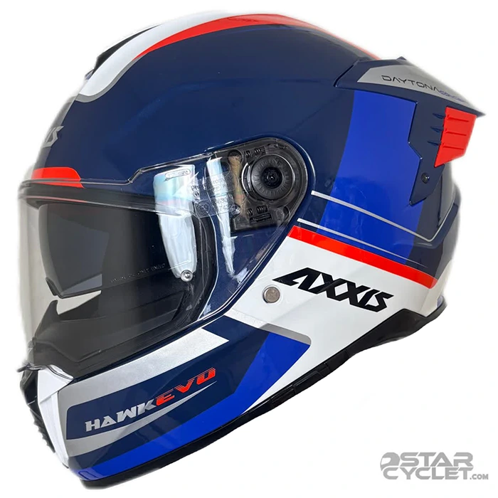 خرید کلاه کاسکت فک ثابت AXXIS مدل HAWK Blue white orange