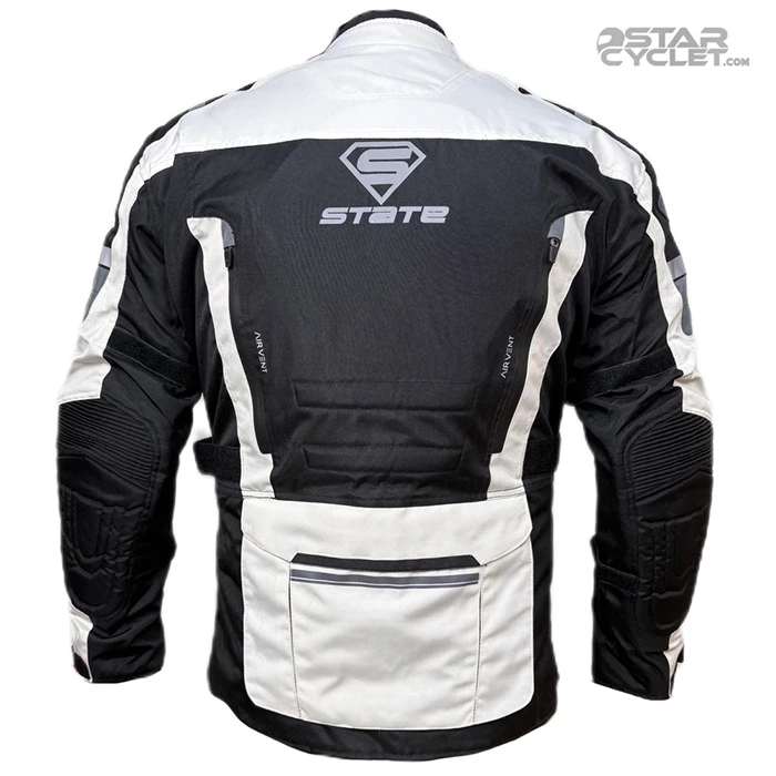 خرید کاپشن چهارفصل موتورسواری STATE مدل تورینگ توراگ BLACK WHITE GRAY