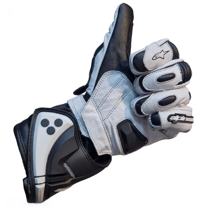 خرید دستکش چرمی موتورسواری زمستانی ALPINSTARS مدل BLACK WHITE