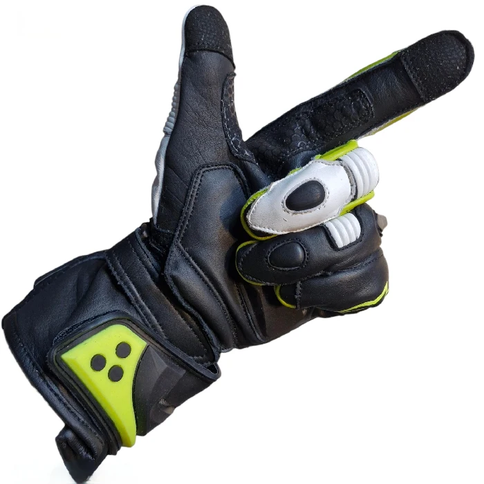 خرید دستکش چرمی موتورسواری زمستانی ALPINSTARS مدل BLACK WHITE GREEN