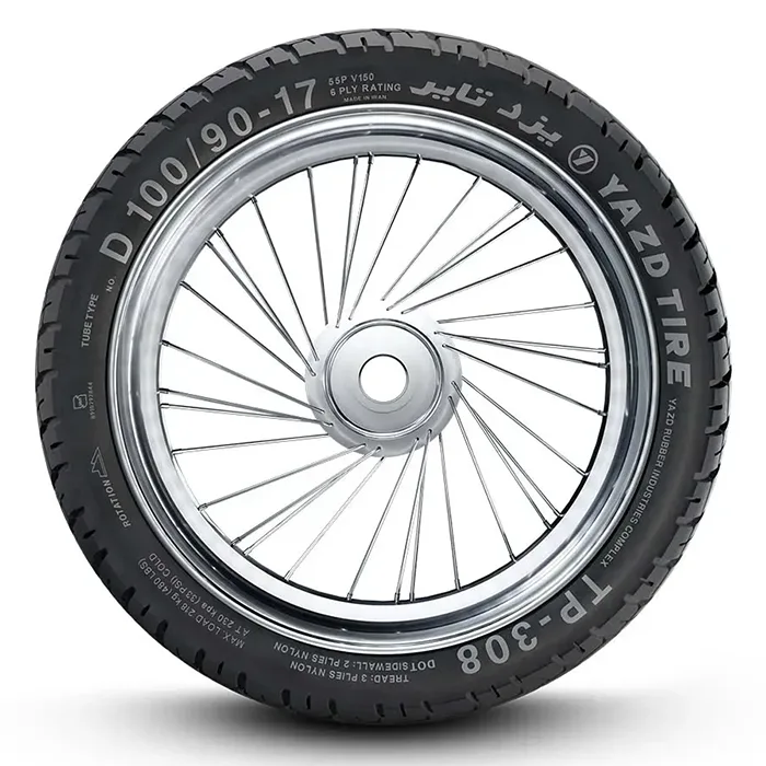 قیمت لاستیک موتور سیکلت یزد تایر مدل 100/90/17 باکسری (مخصوص تیوپ)