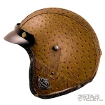 خرید کلاه کاسکت وسپایی چرمی OBK مدل OSTRICH BROWN