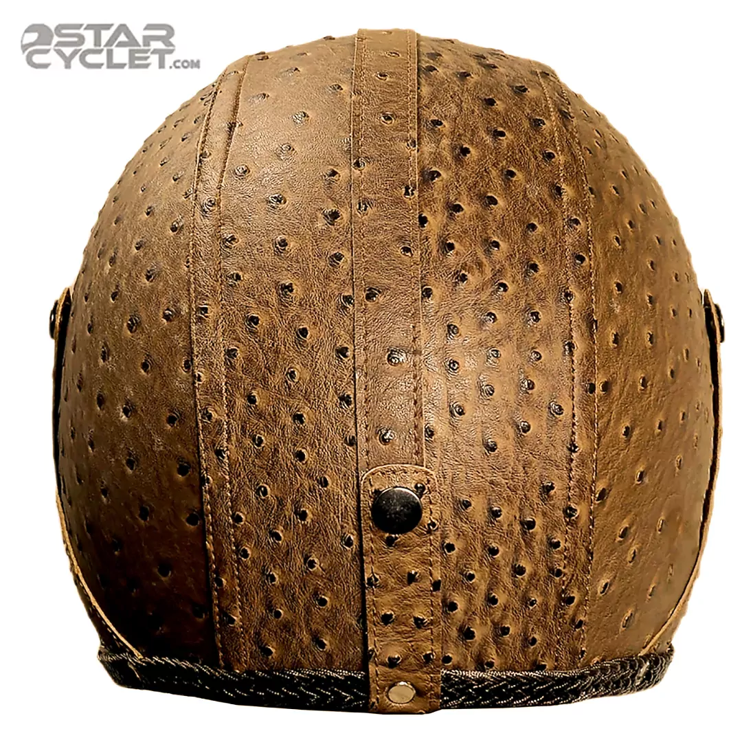 قیمت کلاه کاسکت وسپایی چرمی OBK مدل OSTRICH BROWN