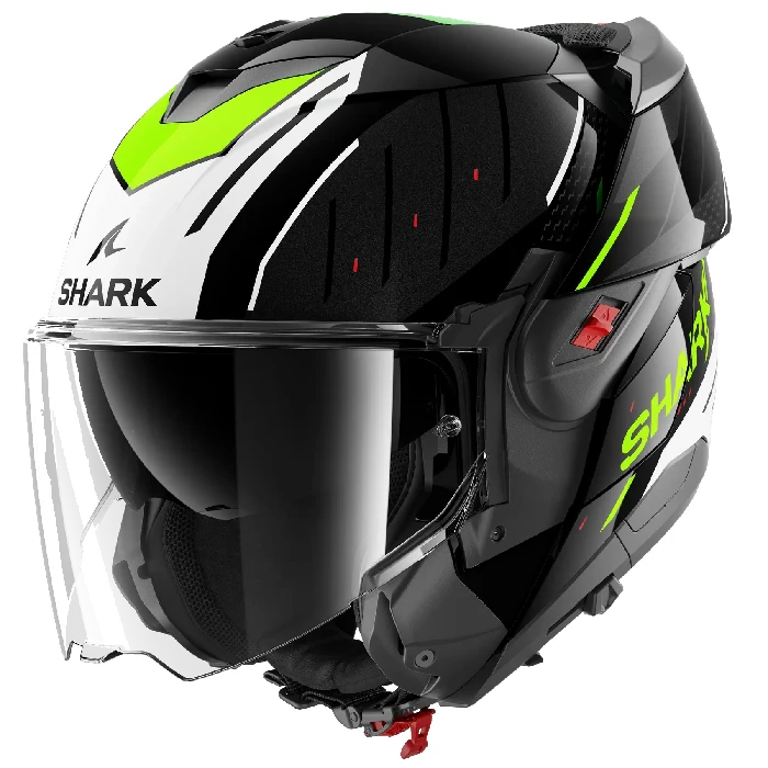 خرید کلاه کاسکت فول‌‌ متحرک SHARK مدل OXO RYDGER BLACK WHITE YELLOW