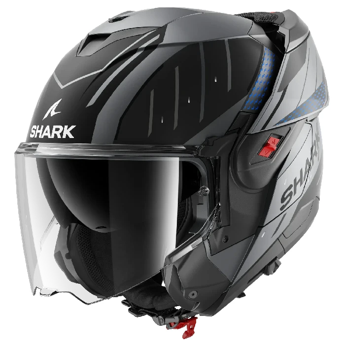 خرید کلاه کاسکت فول‌‌ متحرک SHARK مدل OXO RYDGER MATTE ANTHRACITE BLUE BLACK