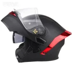 خرید کلاه کاسکت فک متحرک SOMAN مدل 955 MATT-BLACK-ELECTROPLATED-RED