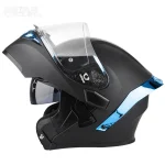 خرید کلاه کاسکت فک متحرک SOMAN مدل 955 MATT-BLACK-ELECTROPLATED-BLUE
