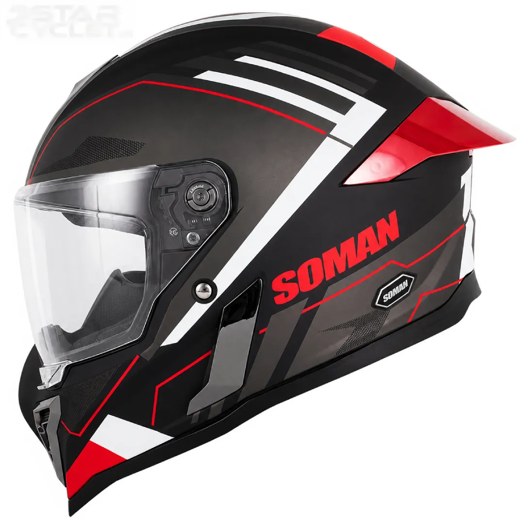 خرید کلاه کاسکت فک ثابت SOMAN مدل H10 BLACK RED