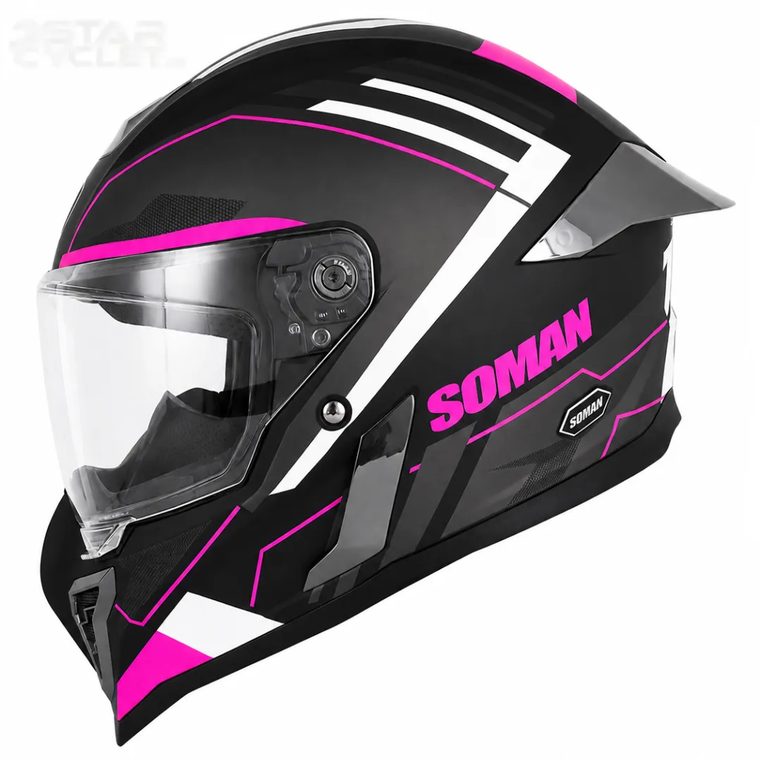 خرید کلاه کاسکت فک ثابت SOMAN مدل H10 BLACK PINK