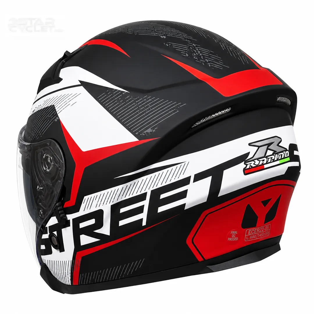 خرید کلاه کاسکت بدون فک راپیدو مدل 878 MATT RED WHITE 33#A از نمایندگی