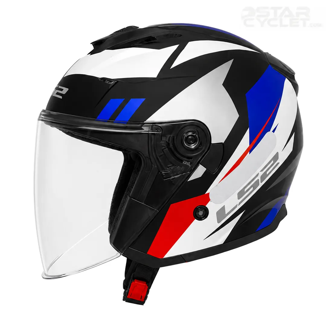 خرید کلاه کاسکت بدون فک LS2 مدل COMPASS BLACK WHITE BLUE SILVER 626