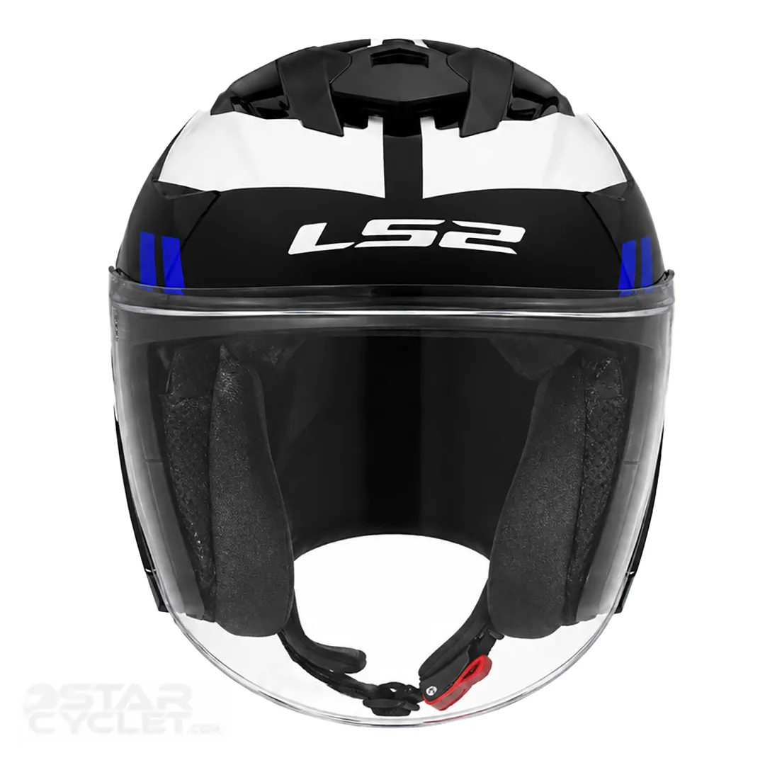 عکس کلاه کاسکت بدون فک LS2 مدل COMPASS BLACK WHITE BLUE SILVER 626