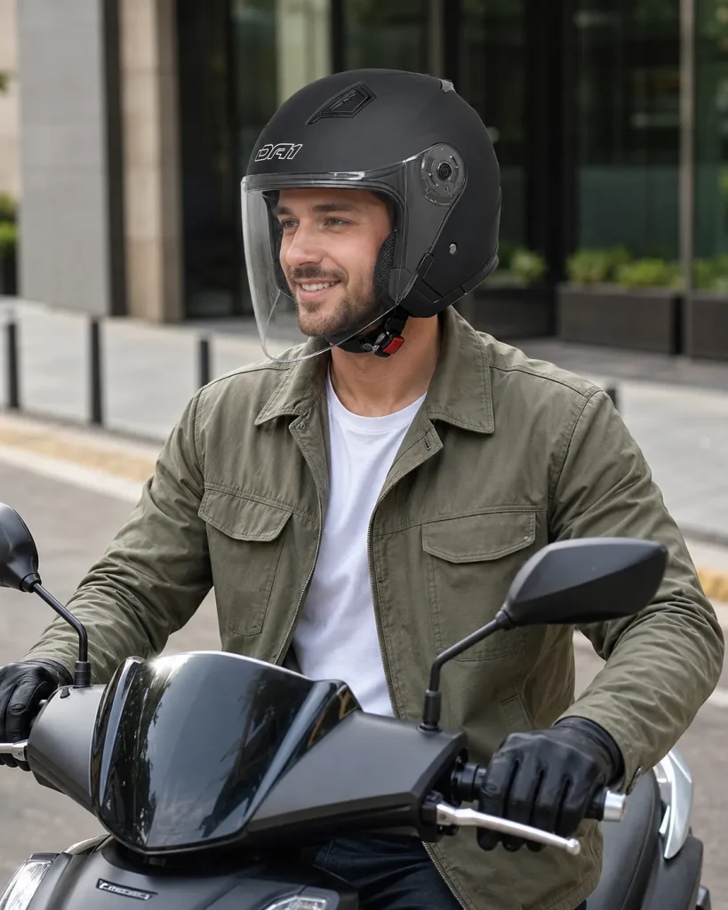 موتورسواری با کلاه کاسکت بدون فک دی ای وان مدل 403MATT BLACK