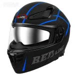 کلاه کاسکت فک متحرک REDLINE مدل 19-960 MATT BLACK BLUE THORN