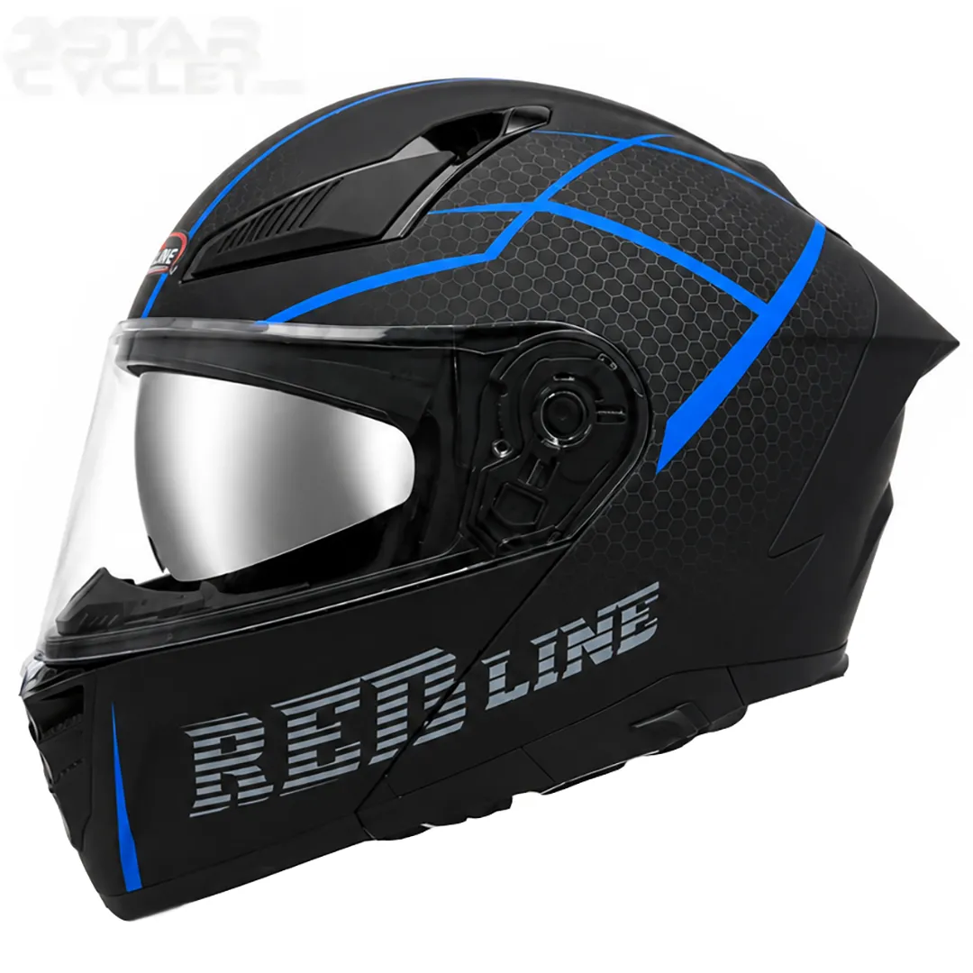 قیمت کلاه کاسکت فک متحرک REDLINE مدل 19-960 MATT BLACK BLUE THORN