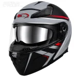 کلاه کاسکت فک متحرک ردلاین مدل 16-960 MATT BLACK RED GRAY PASSION