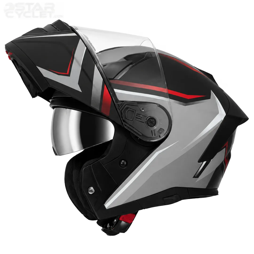 خرید کلاه کاسکت فک متحرک REDLINE مدل 16-960 MATT BLACK RED GRAY PASSION