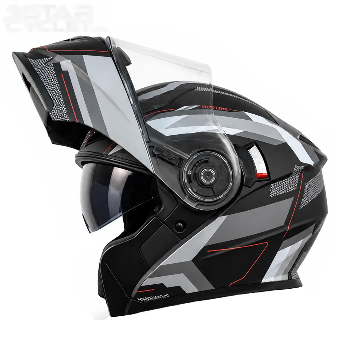 خرید کلاه کاسکت فک متحرک REDLINE مدل 27-939 MATT BLACK RED WIZARD