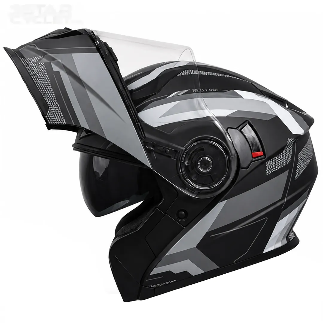 خرید کلاه کاسکت فک متحرک ردلاین مدل 28-939 MATT BLACK GRAY WIZARD