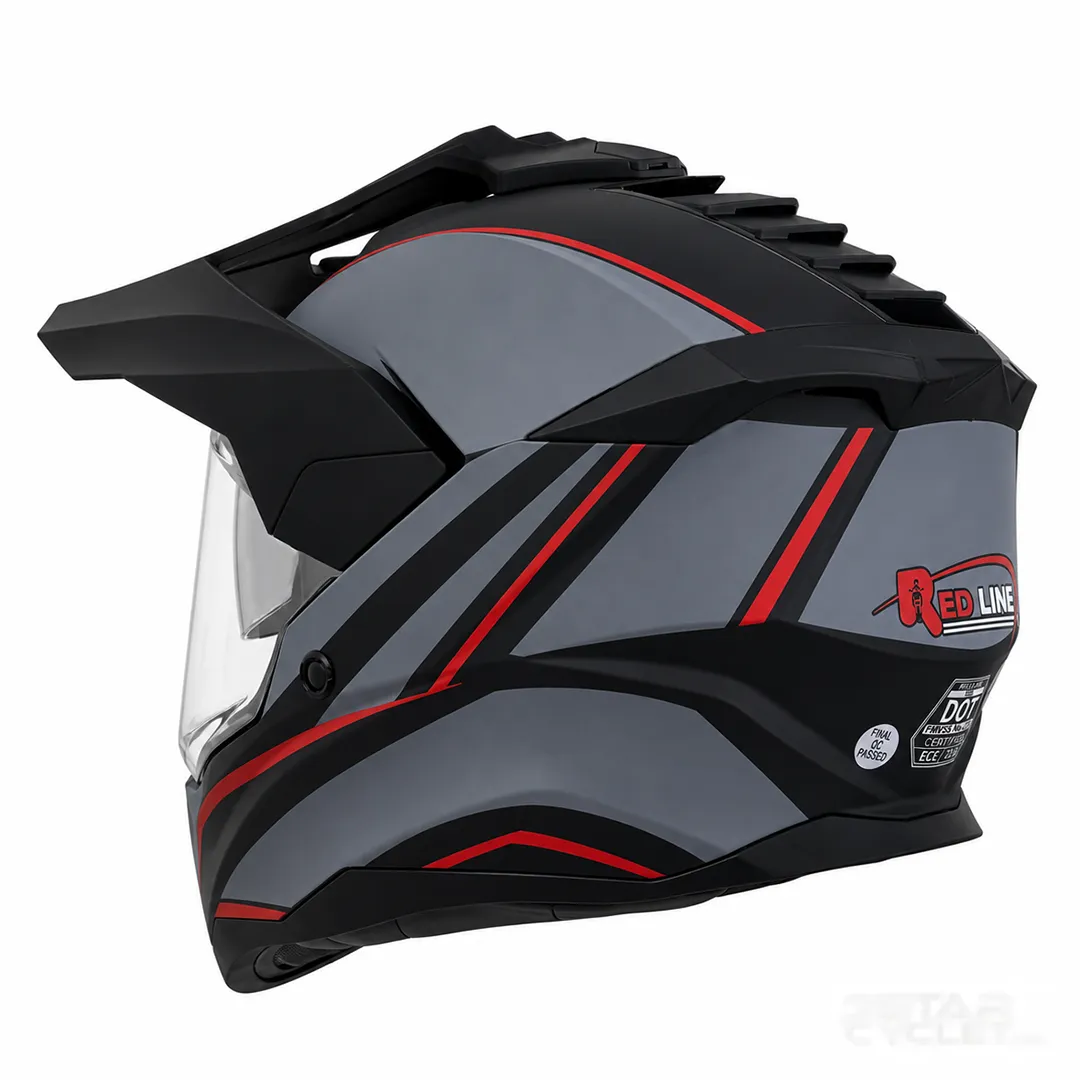 سه رخ پشت کلاه کاسکت ادونچری ردلاین مدل 5-760 MATT BLACK FLASH