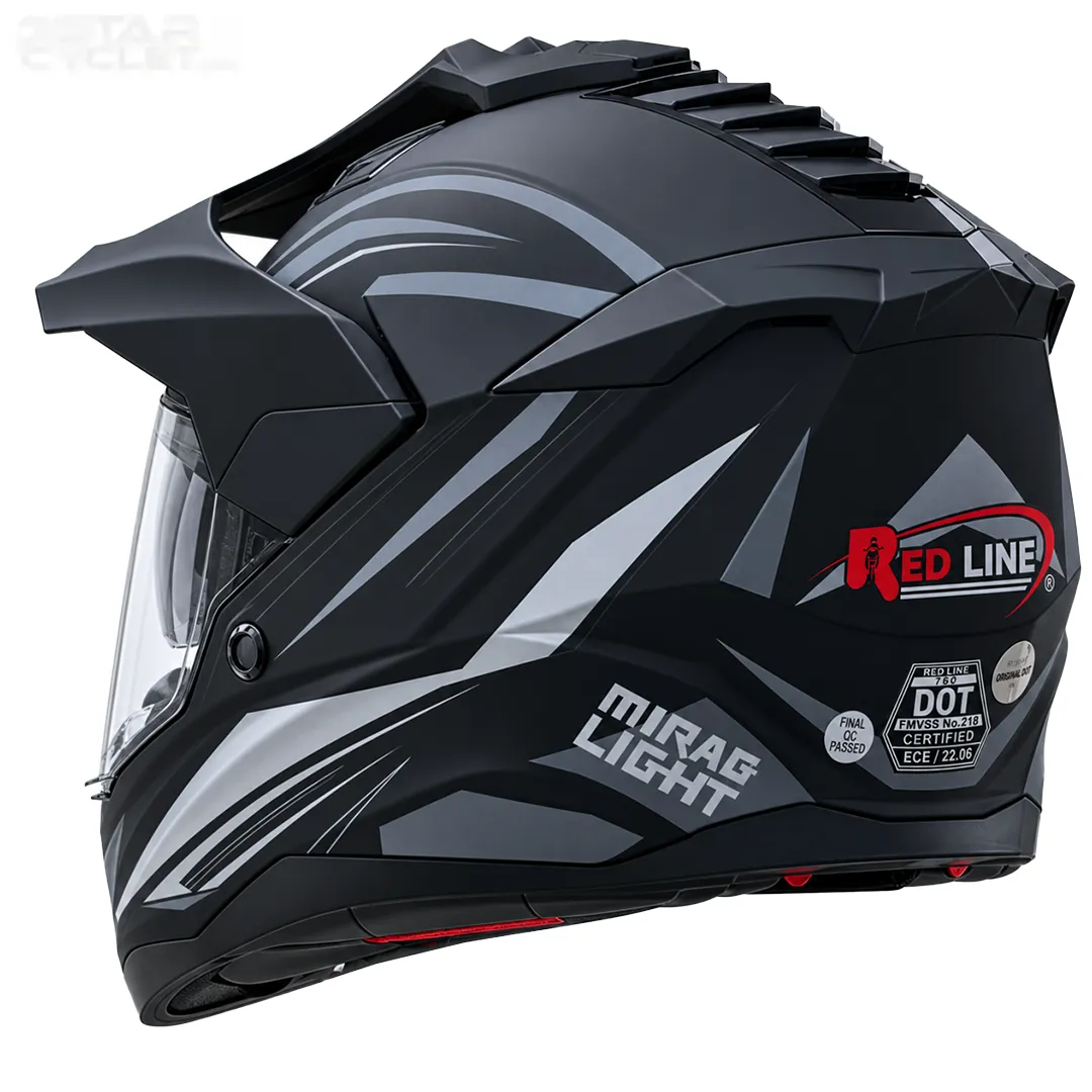 سه رخ پشت کلاه کاسکت ادونچری ردلاین مدل 6-760 MATT BLACK DARK GRAY PRISM