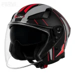 کلاه کاسکت بدون فک REDLINE مدل 11-965 MATT BLACK RED GRAY AVATAR