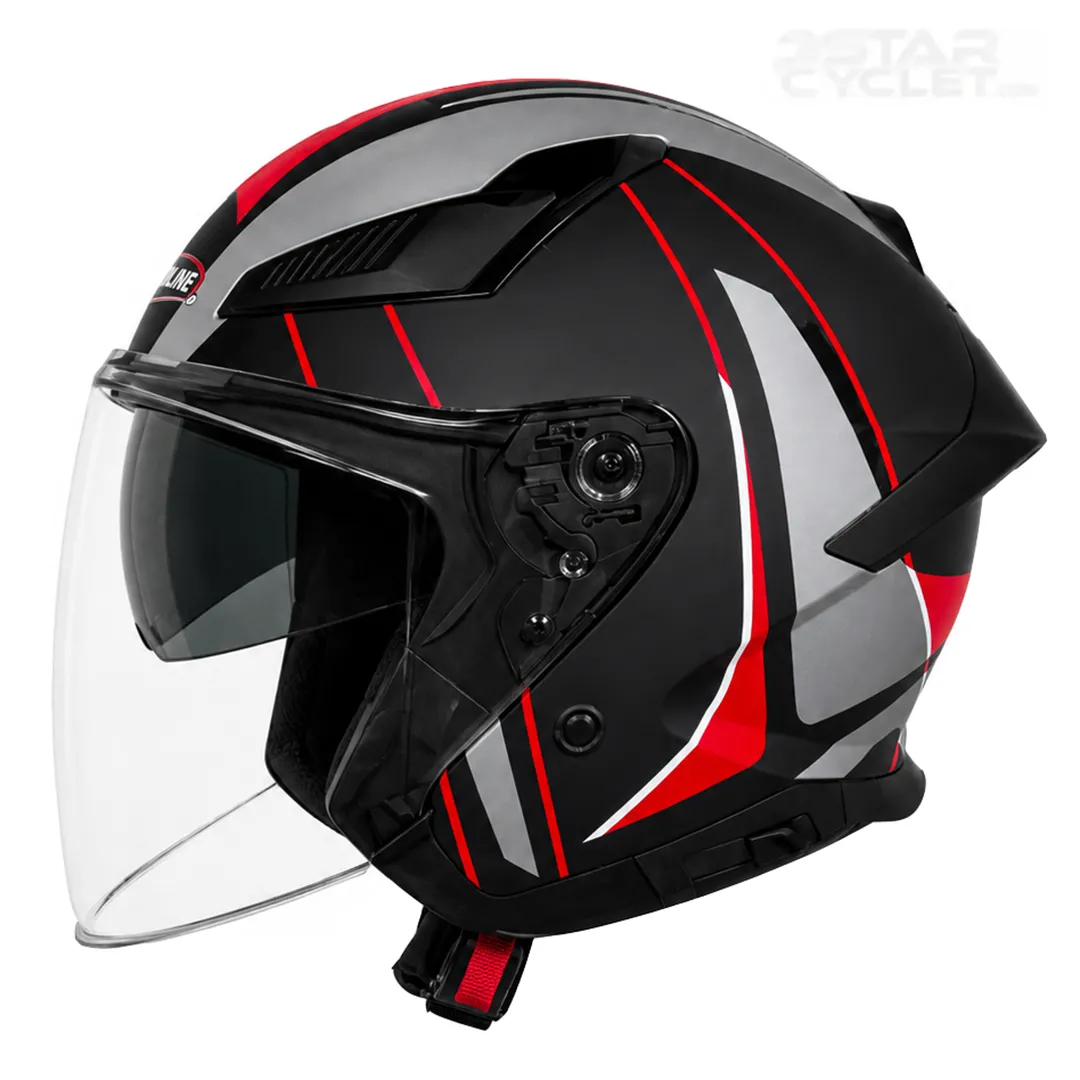 خرید کلاه کاسکت بدون فک ردلاین مدل 11-965 MATT BLACK RED GRAY AVATAR