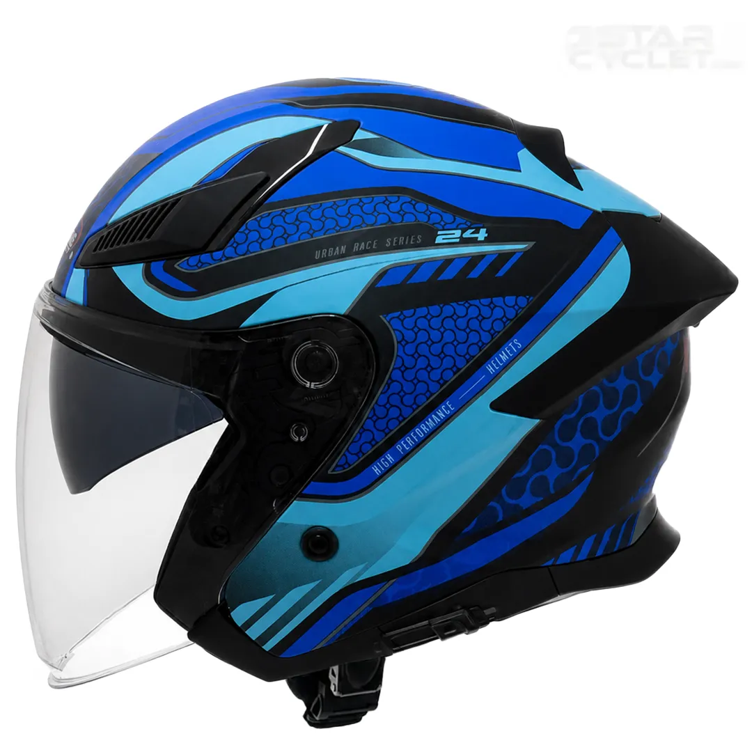 خرید کلاه کاسکت بدون فک REDLINE مدل 14-965 MATT BLACK BLUE AUREOLE