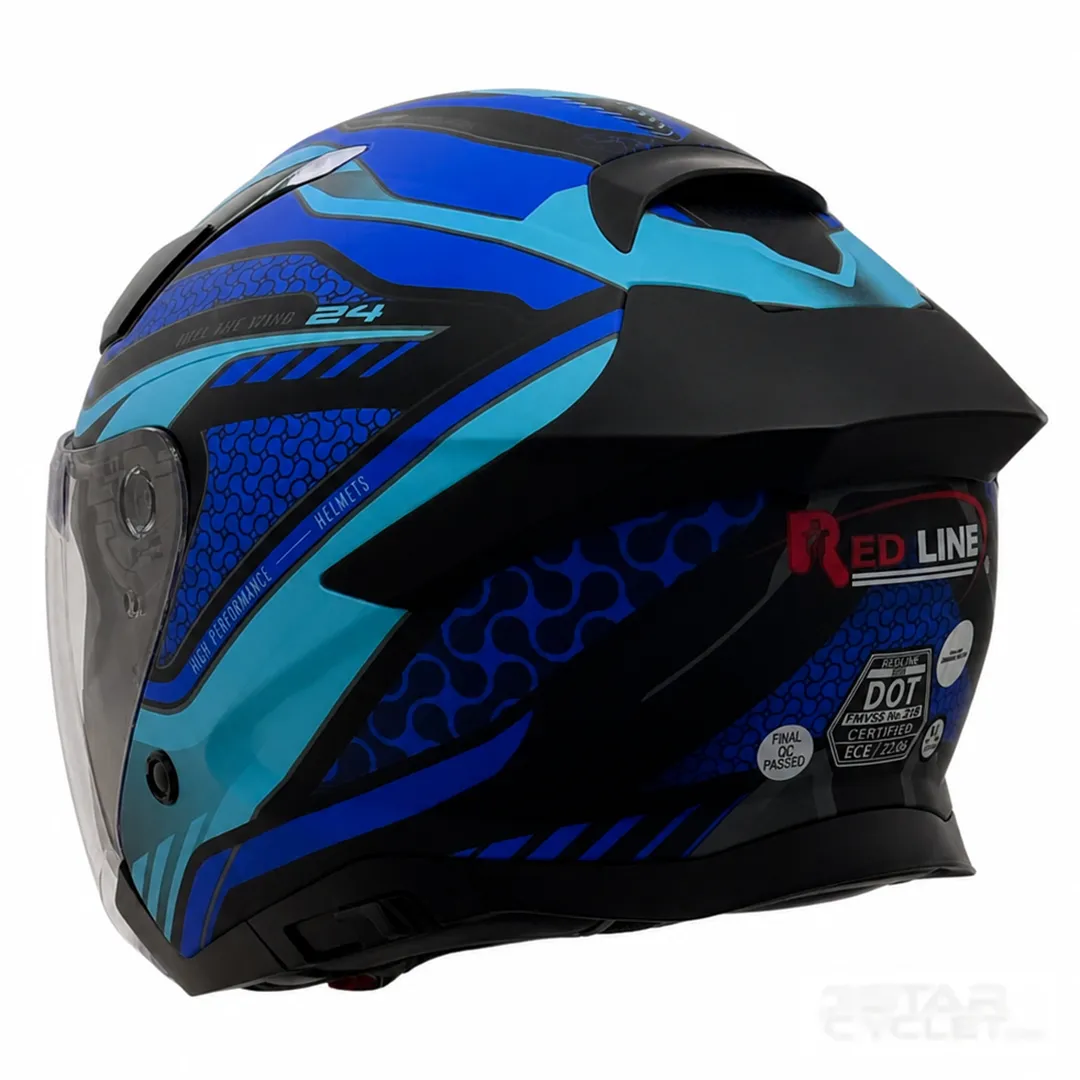 عکس کلاه کاسکت بدون فک REDLINE مدل 14-965 MATT BLACK BLUE AUREOLE
