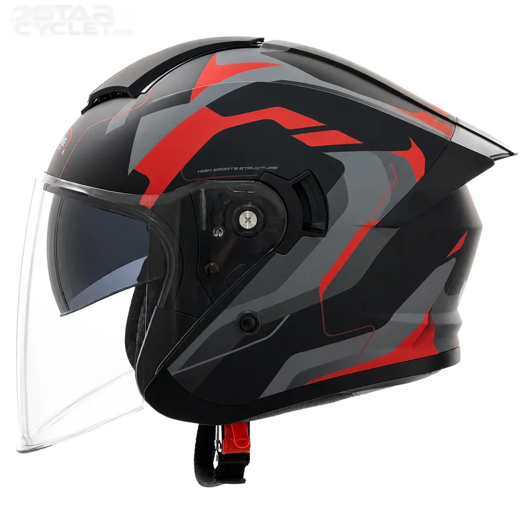 خرید کلاه کاسکت بدون فک ردلاین مدل BLACK RED966