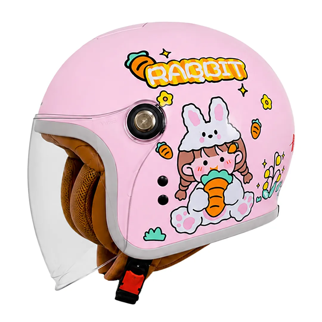 خرید کلاه کاسکت بدون فک بچگانه ردلاین مدل 1-910 BRIGHT PINK RABBIT
