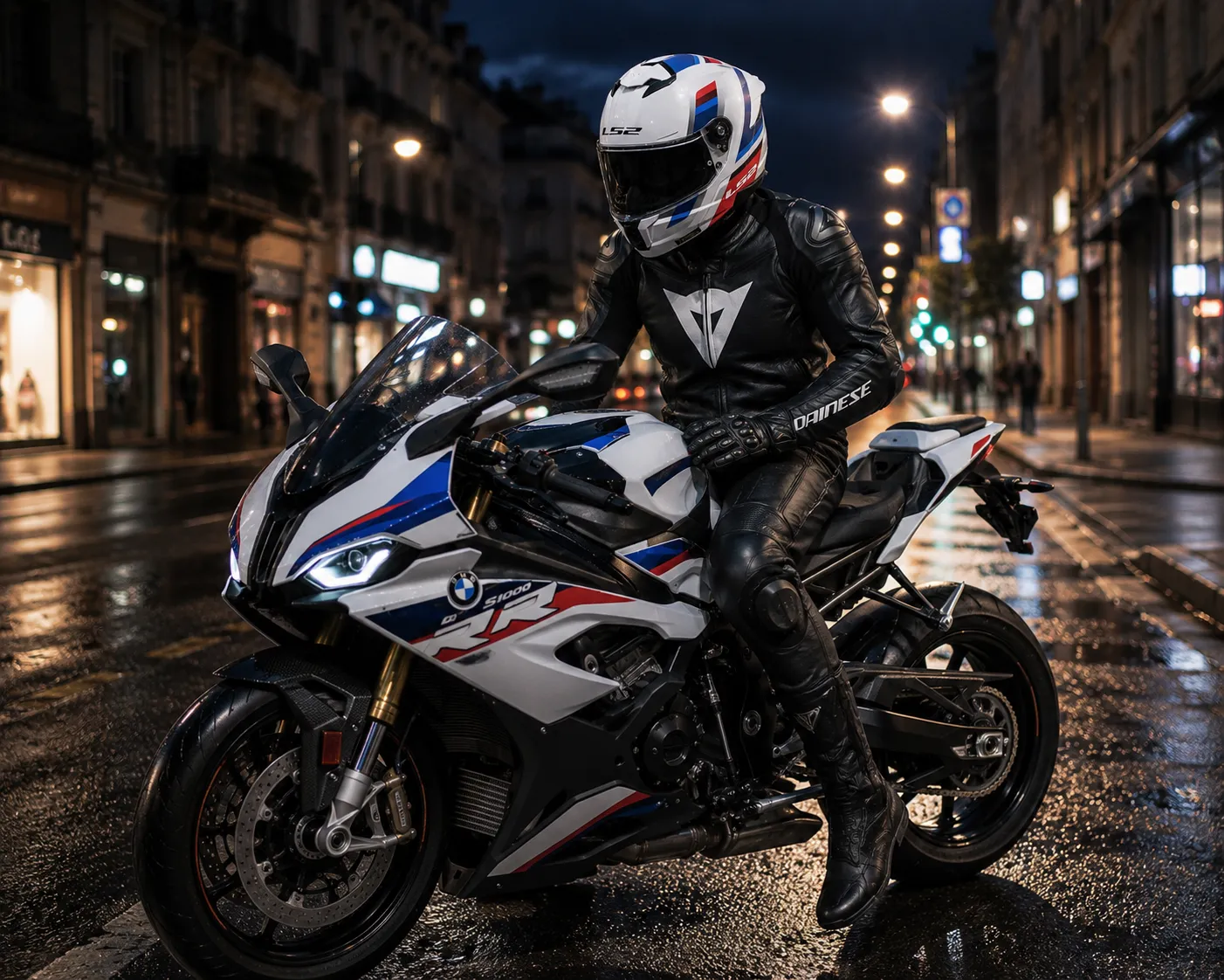 خرید کلاه کاسکت فک ثابت ال اس 2 مدل STREAM2 FF808-2 SHINE WHITE BLUE RED از استارسیکلت - عکس