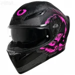 کلاه کاسکت فک متحرک دخترانه سومان مدل SM955-S PEONY BLACK PINK