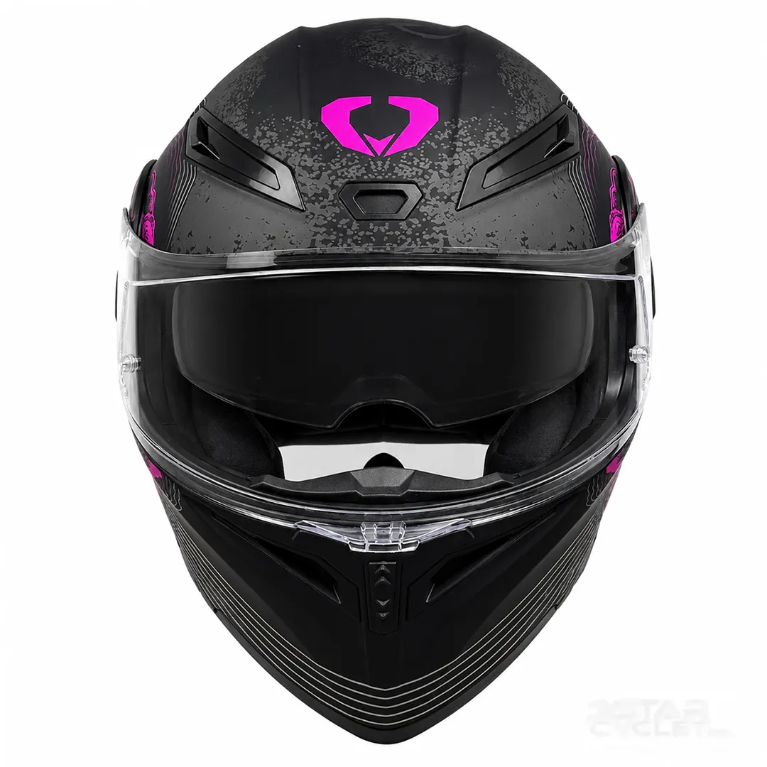 عکس کلاه کاسکت فک متحرک دخترانه سومان مدل SM955-S PEONY BLACK PINK