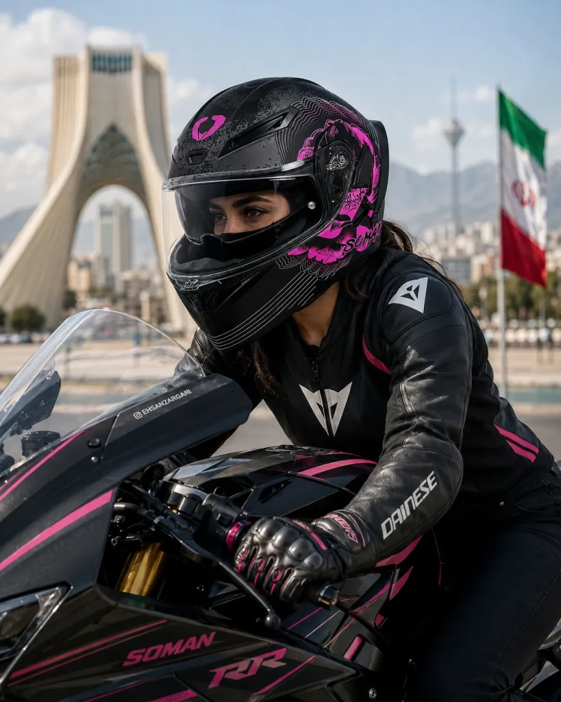 موتورسواری با کلاه کاسکت فک متحرک دخترانه سومان مدل SM955-S PEONY BLACK PINK