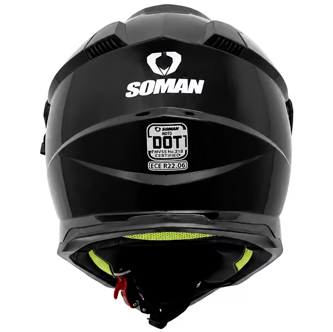 پشت کلاه کاسکت ادونچری SOMAN مدل M10 GLOSSY BLACK