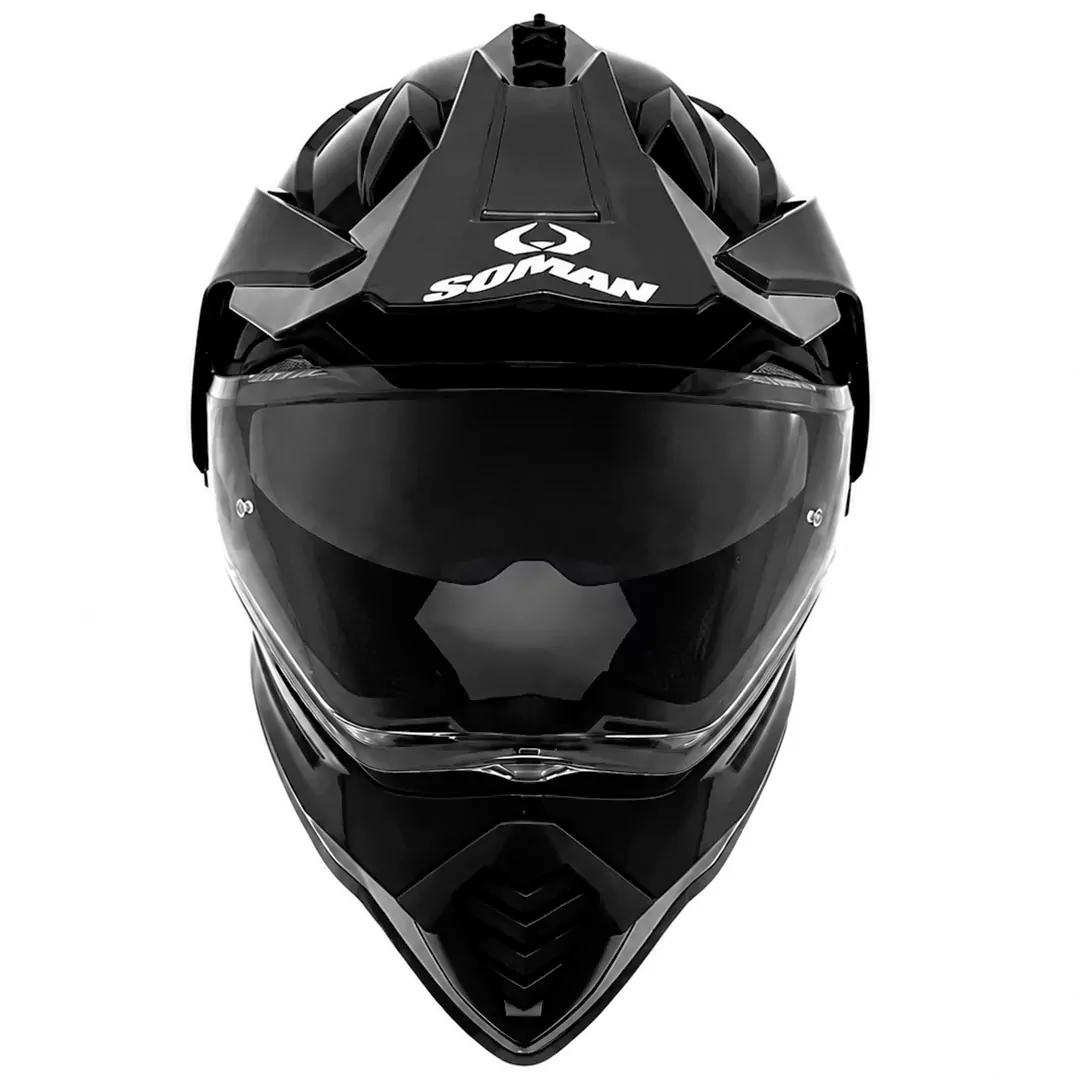 عکس کلاه کاسکت ادونچری SOMAN مدل M10 GLOSSY BLACK
