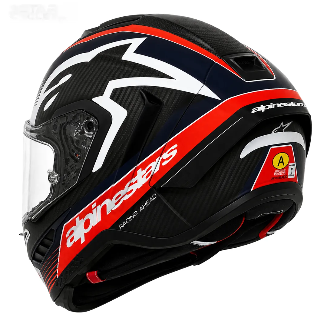 سه رخ پشت کلاه کاسکت فک ثابت آلپین استار مدل R10 matt carbon blue red