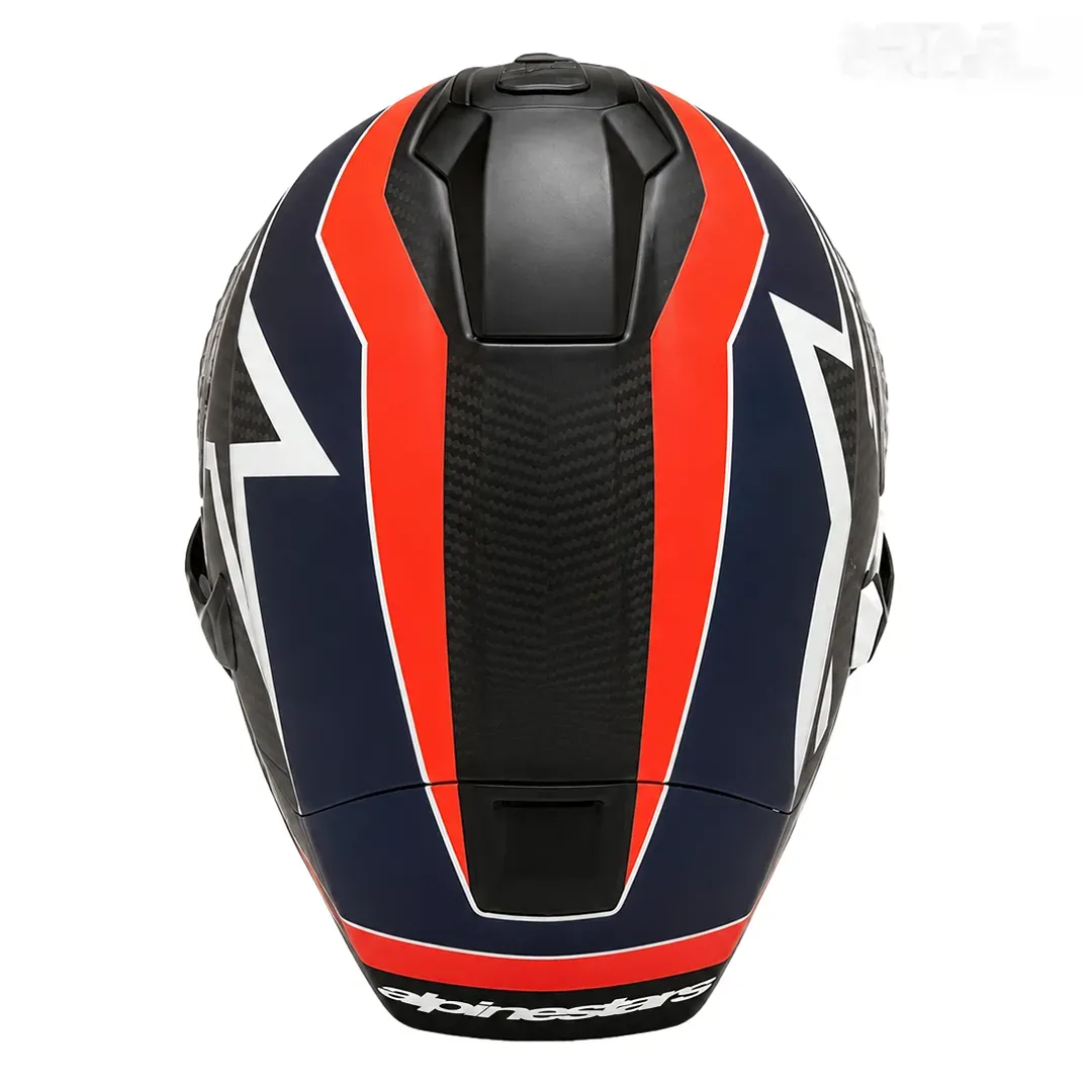 بالای کلاه کاسکت فک ثابت آلپین استار مدل R10 matt carbon blue red
