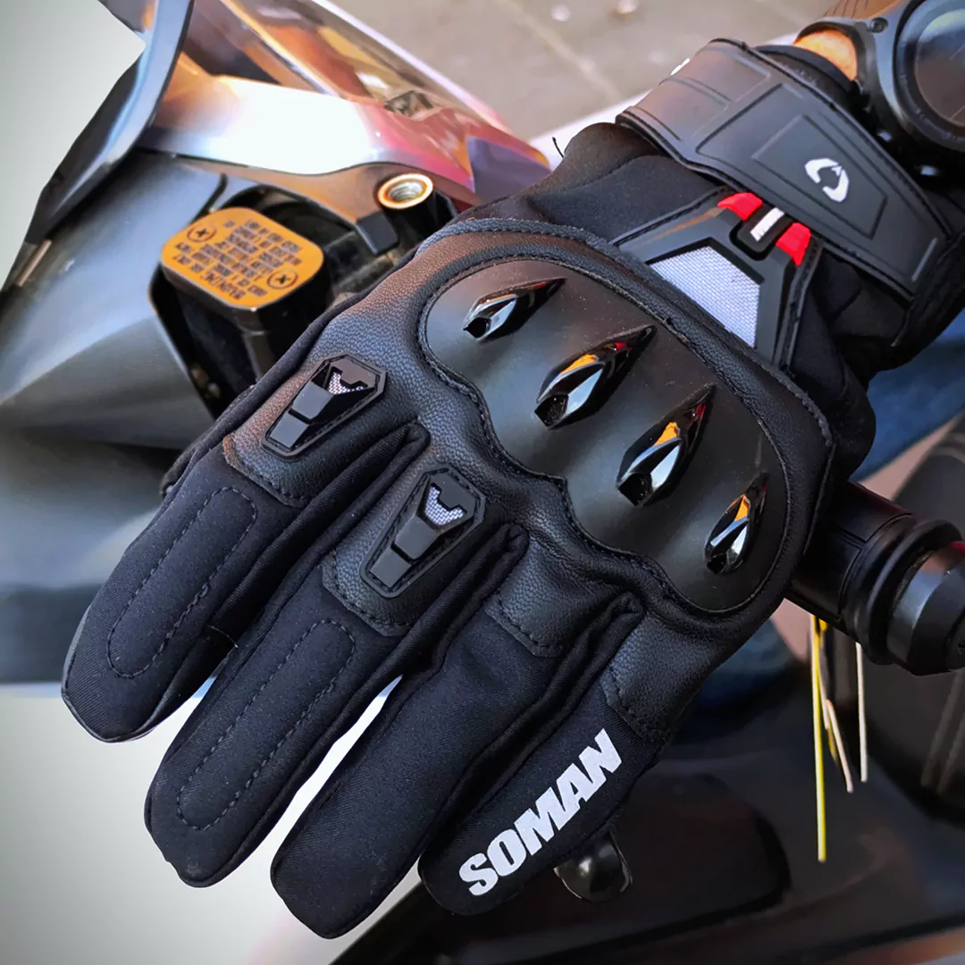 بند مچ دستکش زمستانی موتورسواری SOMAN مدل MG23 BLACK
