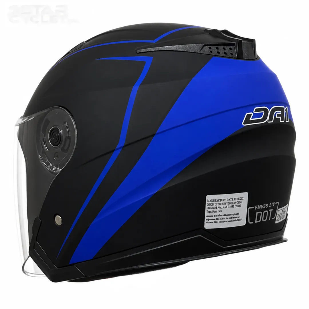 سه رخ پشت کلاه کاسکت بدون فک دی ای وان مدل 403MATT BLACK BLUE