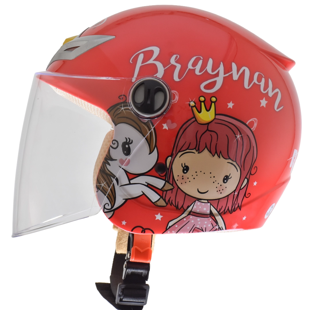 خرید کلاه کاسکت بدون فک بچگانه REDLINE مدل 6-908 BRIGHT RED PRINCESS