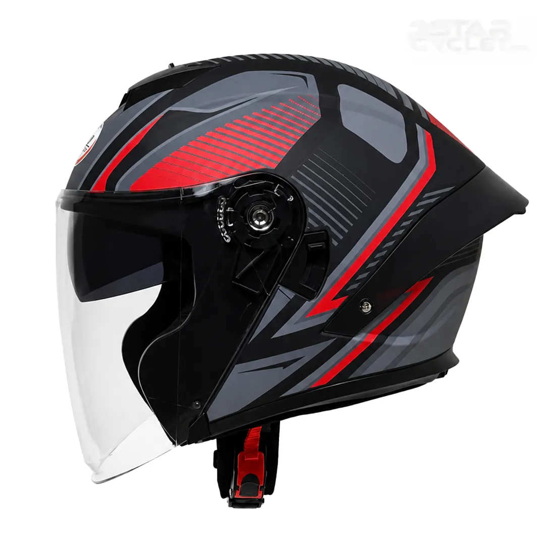 خرید کلاه کاسکت بدون فک ام اس پی مدل 336MATT GRAY BLACK RED