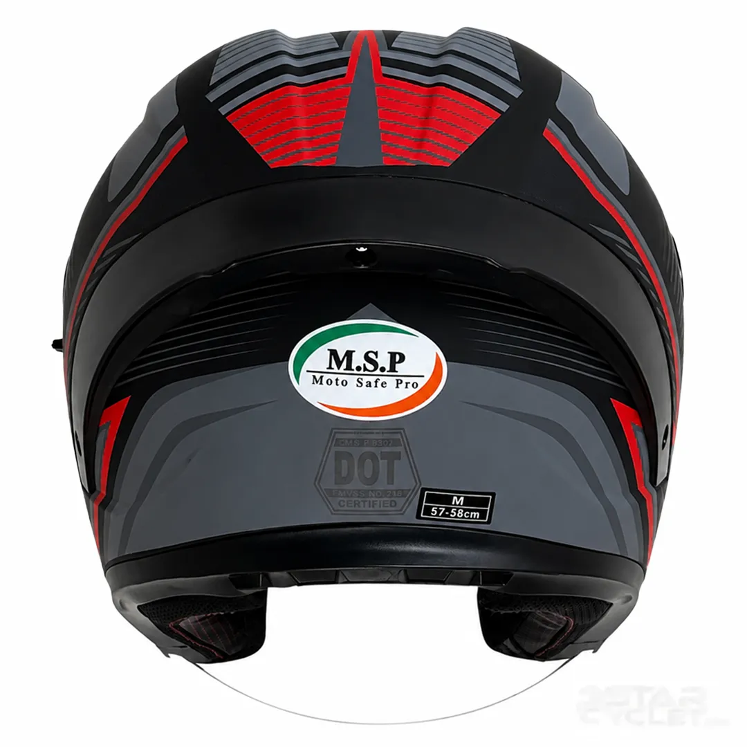 پشت کلاه کاسکت بدون فک ام اس پی مدل 336MATT GRAY BLACK RED