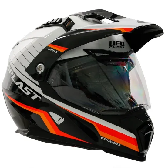 خرید کلاه کاسکت ادونچری یوفو مدل ARIES BLACK WHITE ORANGE
