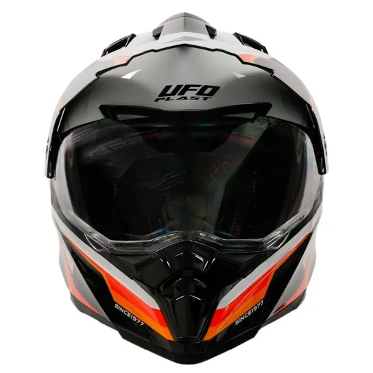 جلو کلاه کاسکت ادونچری یوفو مدل ARIES BLACK WHITE ORANGE
