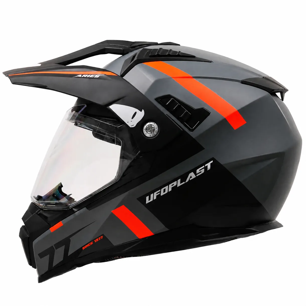 خرید کلاه کاسکت ادونچری یوفو مدل ARIES MATT GRAY BLACK ORANGE