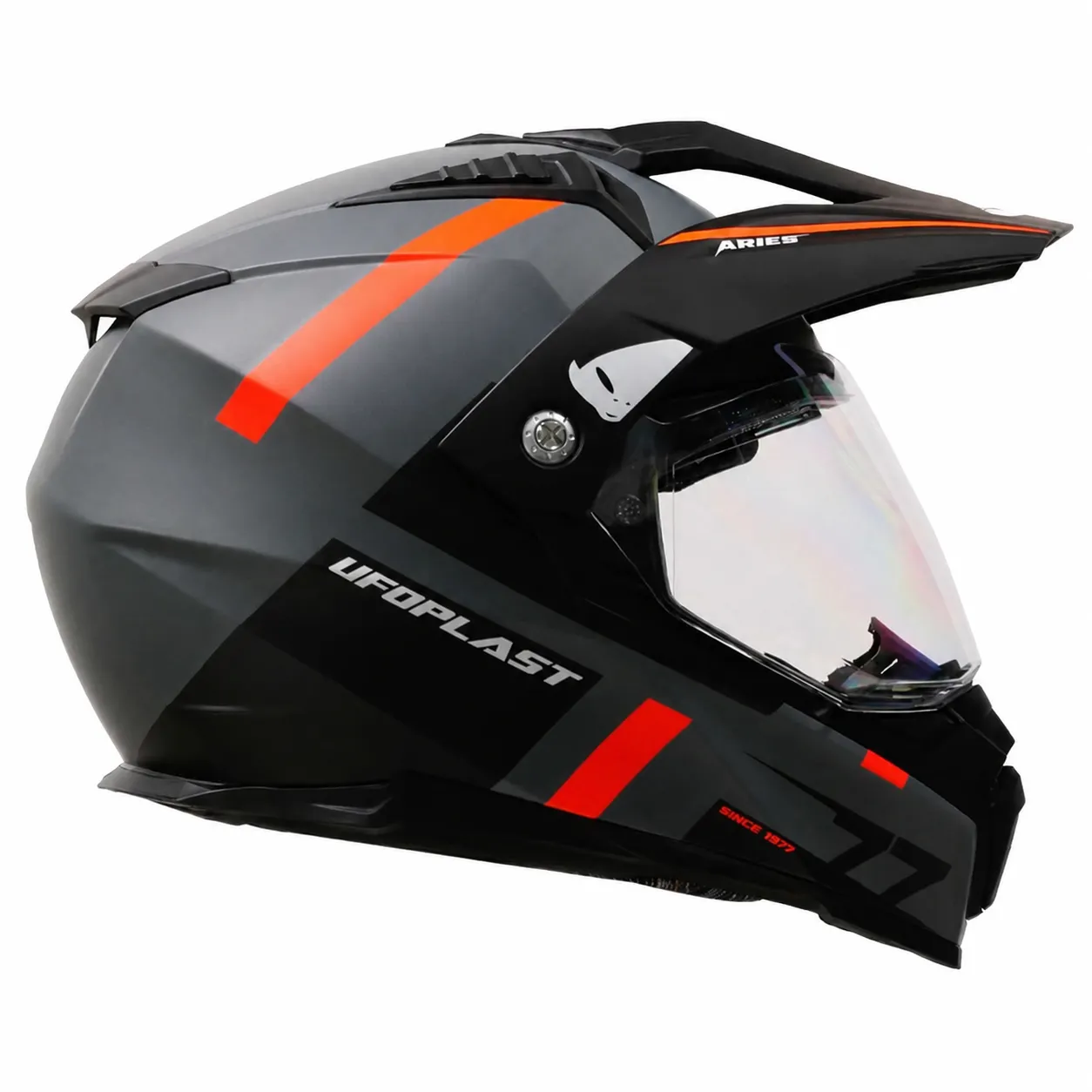 عکس کلاه کاسکت ادونچری یوفو مدل ARIES MATT GRAY BLACK ORANGE